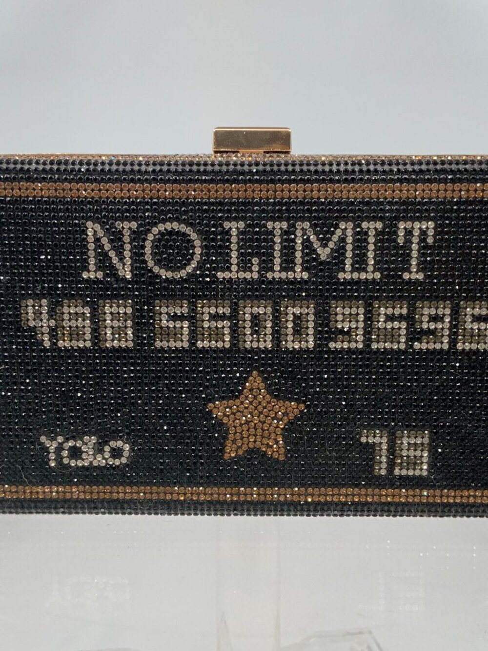 “No Limit” Rhinestone Box Clutch Evening Bag with Chain Strap